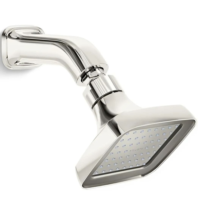 Bát sen tắm vuông và tay sen gắn tường màu Nickel Kallista P24712-00-BN