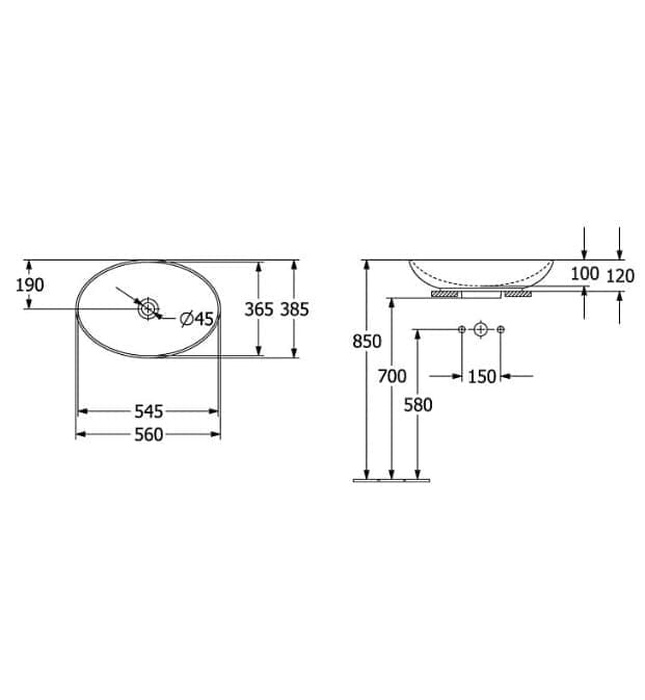 Chậu rửa lavabo dương bàn Đức Villeroy-boch Loop & Friends 4A4700i4