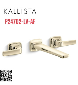 Vòi chậu rửa mặt 3 chân âm tường vàng Kallista P24702-LV-AF