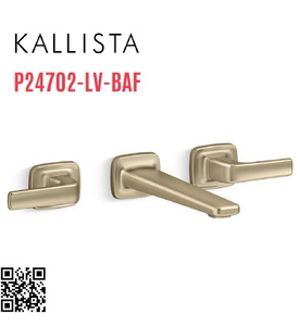 Vòi chậu rửa mặt 3 chân âm tường vàng Kallista P24702-LV-BAF