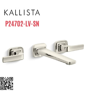 Vòi chậu rửa mặt 3 chân âm tường Nickel Kallista P24702-LV-SN