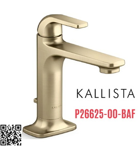 Vòi chậu rửa mặt 1 lỗ thân thấp vàng Kallista P26625-00-BAF