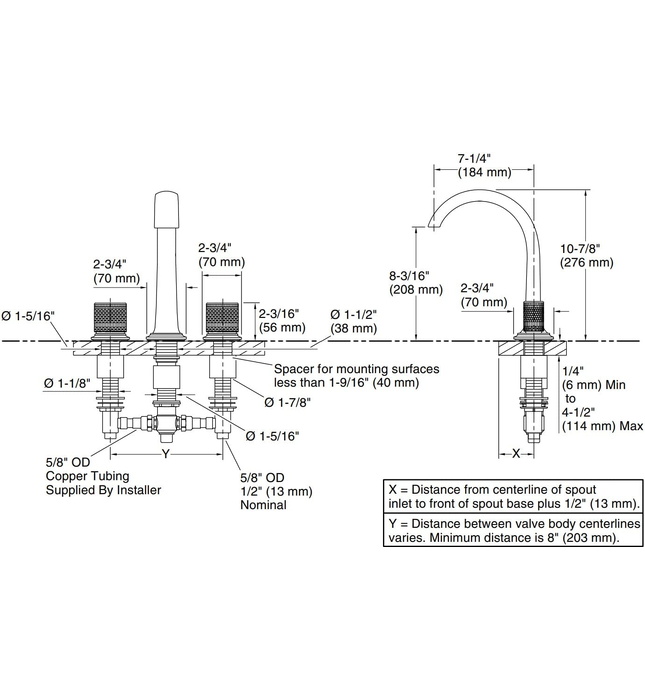 Vòi bồn tắm thân cao nóng lạnh Bronze Kallista P25009-CMC-BV