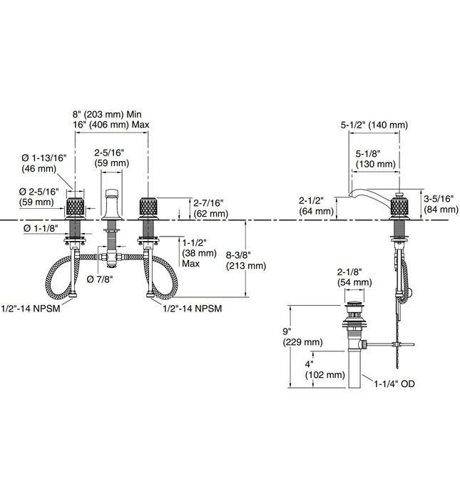 Vòi chậu rửa mặt 3 chân cổ thấp Bronze Kallista P25050-SLC-BV