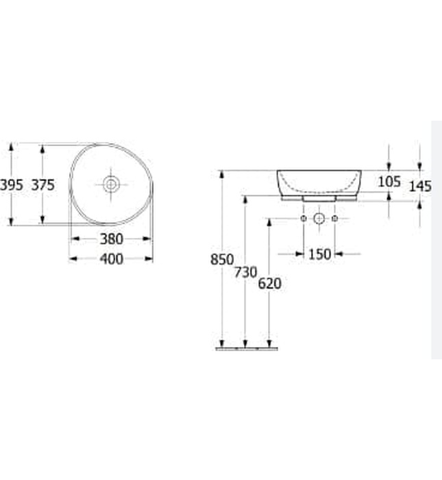 Chậu rửa lavabo dương bàn Đức Villeroy-boch Antao 4A7240R7