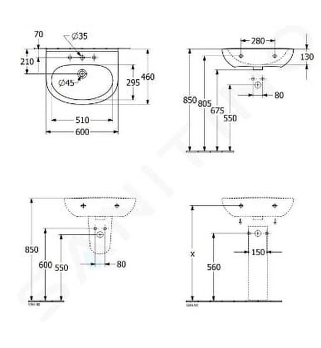 Chậu rửa lavabo Đức Villeroy-boch O.novo 4A406001