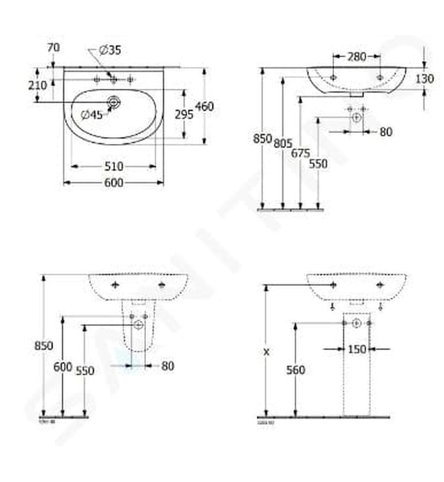 Chậu rửa lavabo Đức Villeroy-boch O.novo 4A4060R3