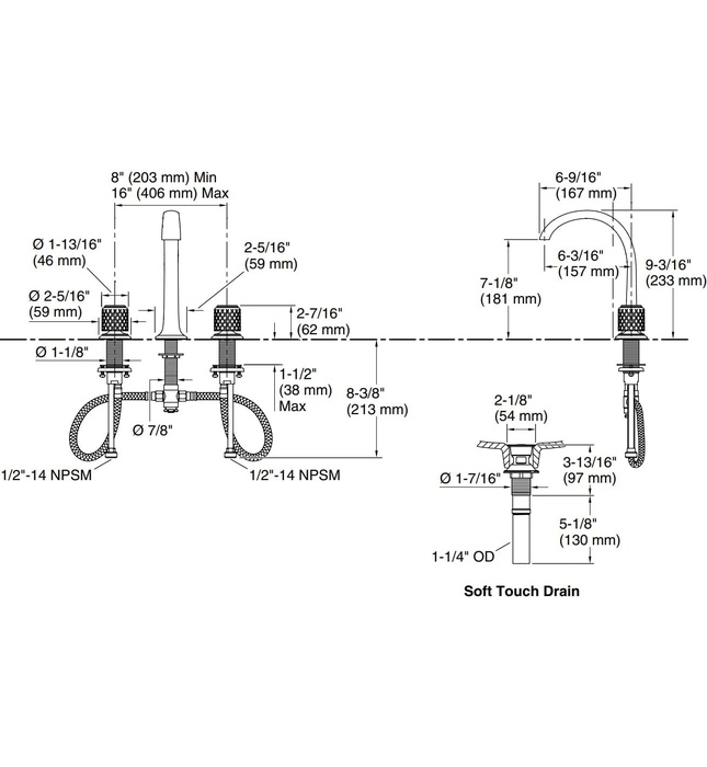 Vòi chậu rửa mặt 3 chân cổ vòm vàng Kallista P25051-SLC-BAF