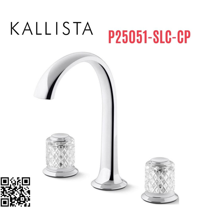 Vòi chậu rửa mặt 3 chân cổ vòm Chrome Kallista P25051-SLC-CP