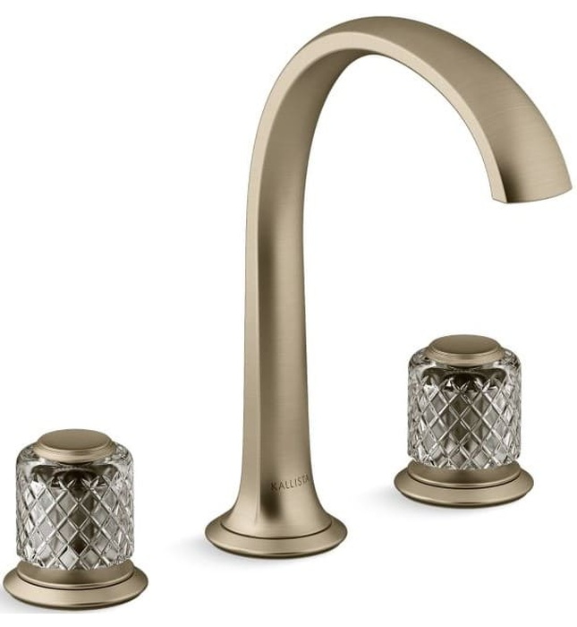 Vòi chậu rửa mặt 3 chân cổ vòm vàng Kallista P25051-SLG-BAF