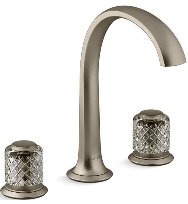 Vòi chậu rửa mặt 3 chân cổ vòm vàng Kallista P25051-SLG-BAF