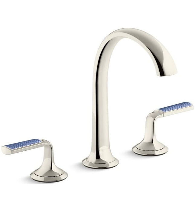 Vòi chậu rửa mặt 3 chân cổ vòm vàng Kallista P25055-CBW-BAF