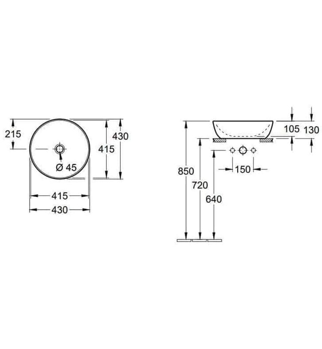 Chậu rửa lavabo dương bàn Đức Villeroy-boch Artis 417943BCW9