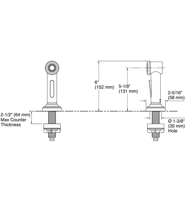 Vòi xịt chậu rửa bát 1 chức năng Chrome Kallista P25010-00-CP