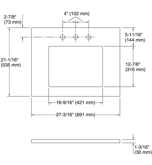 Mặt bàn đá lavabo cẩm thạch trắng Kallista P78574-00-GM