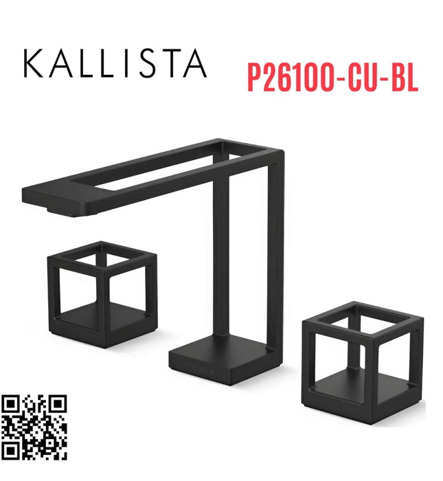 Vòi chậu rửa mặt 3 chân đen Mỹ Kallista P26100-CU-BL