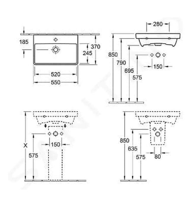 Chậu rửa lavabo Đức Villeroy-boch Avento 4A0055R1