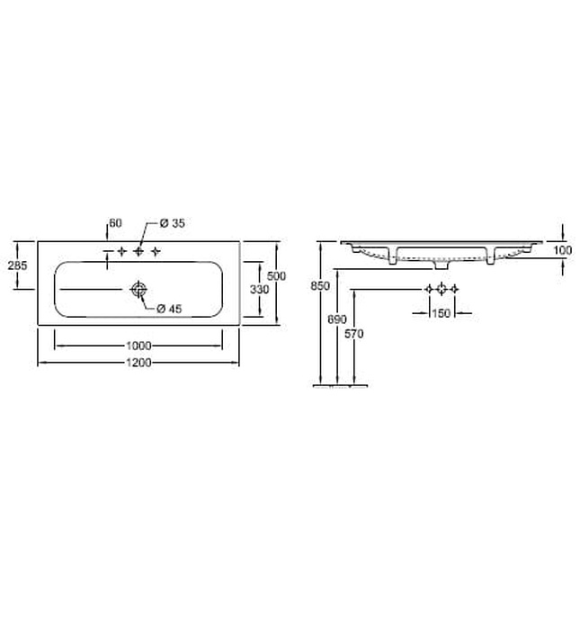 Chậu rửa lavabo Đức Villeroy-boch Finion 4164CBR1