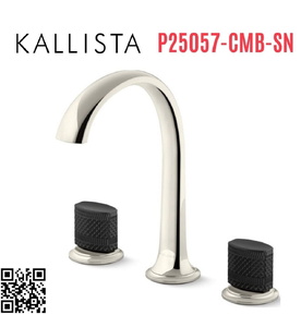 Vòi chậu rửa mặt 3 chân cổ vòm Nickel Kallista P25057-CMB-SN