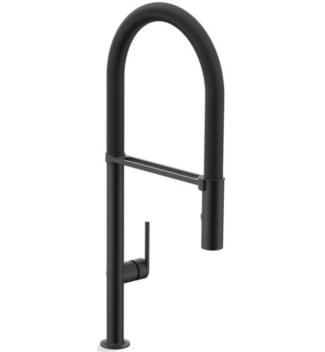 Vòi chậu rửa bát nóng lạnh dây rút màu đen Kallista P23174-LV-BL
