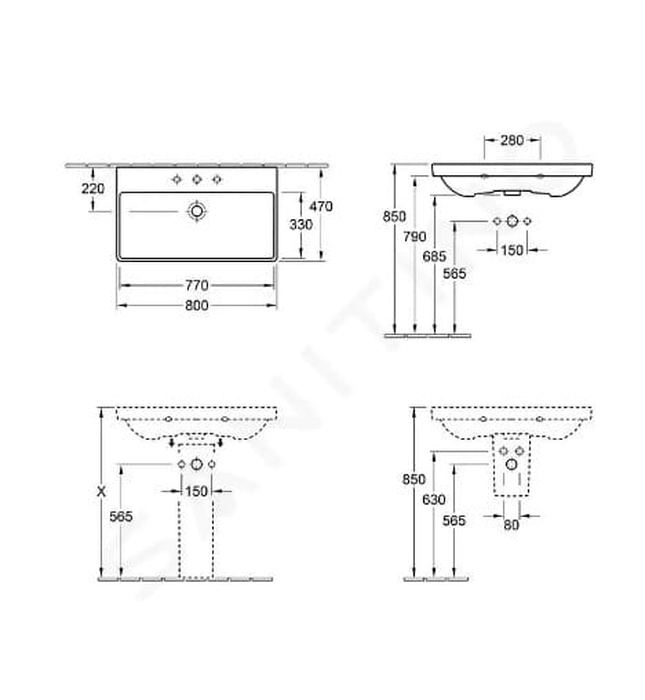 Chậu rửa lavabo Đức Villeroy-boch Avento 415680RW