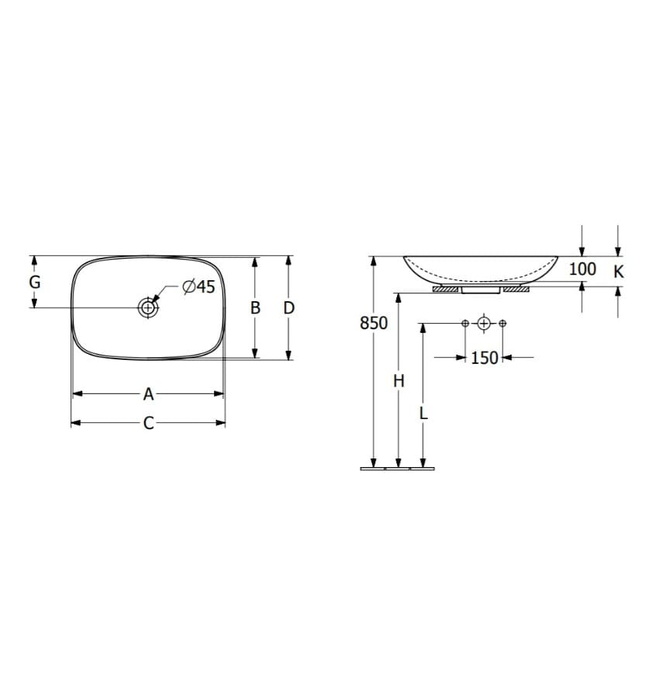 Chậu rửa lavabo dương bàn Đức Villeroy-boch Loop & Friends 4A5000AM
