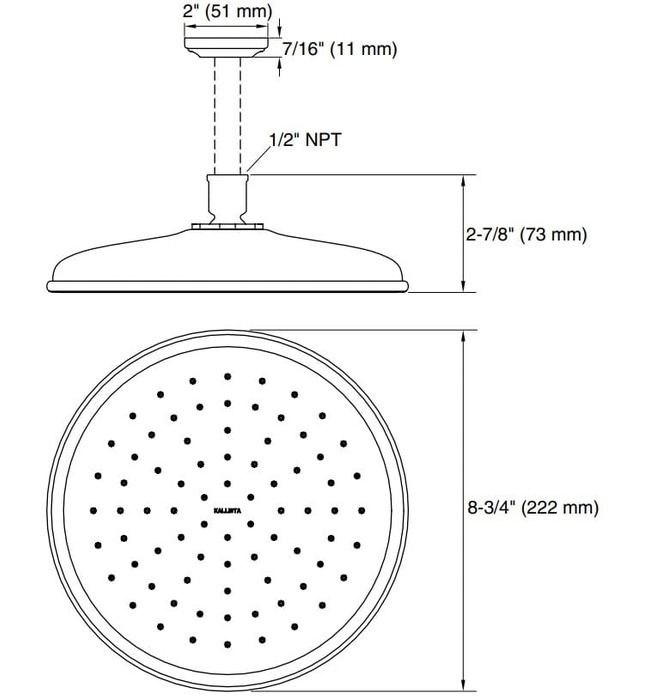 Bát sen tắm phun mưa tròn màu Chrome Kallista P21540-00-CP