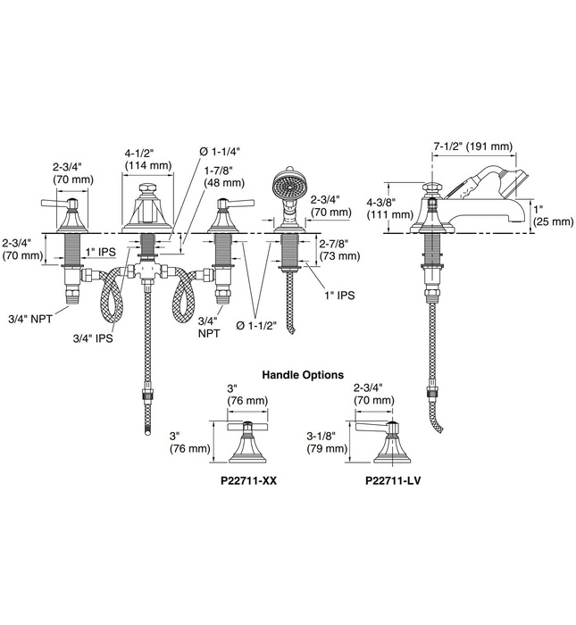 Sen bồn tắm 4 chân màu Chrome Kallista P22711-LV-CP
