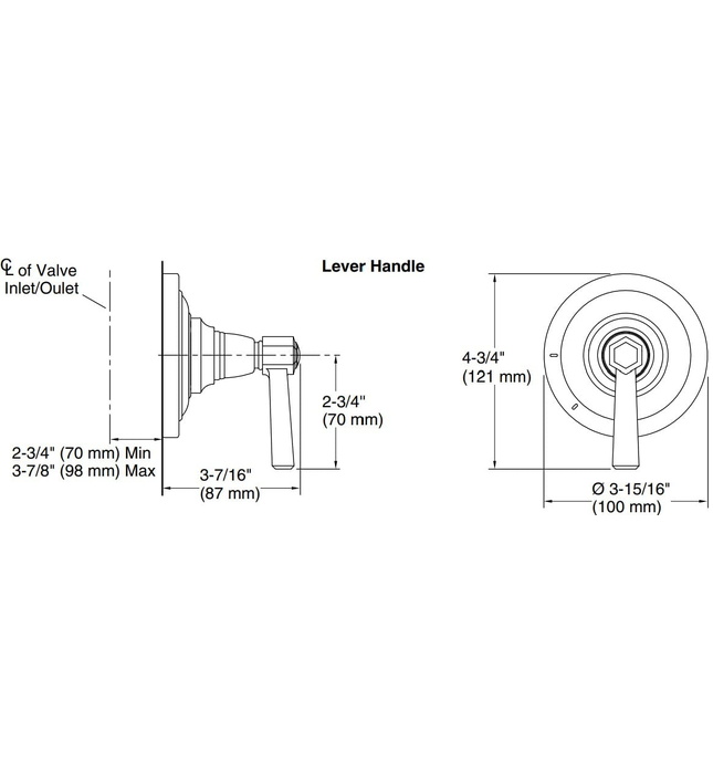 Mặt nạ điều khiển âm lượng sen tắm Chrome Kallista P22713-LV-CP