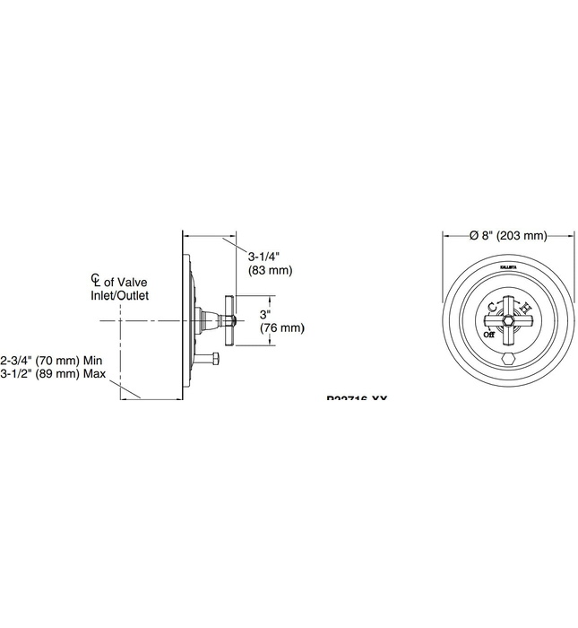 Mặt nạ điều khiển đơn sen tắm âm tường Nickel Kallista P22715-XX-AD