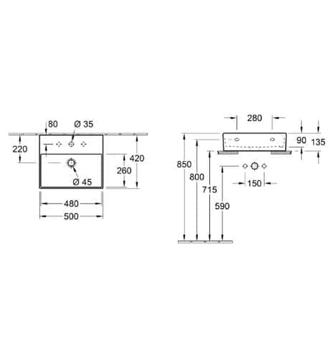 Chậu rửa lavabo Đức Villeroy-boch Memento 2.0 4A225GRW