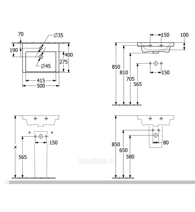 Chậu rửa lavabo Đức Villeroy-boch Subway 3.0 4370FF01