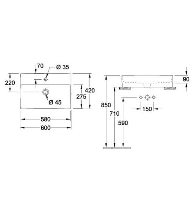 Chậu rửa lavabo Đức Villeroy-boch Subway 3.0 4370FFRW