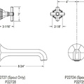 Vòi xả bồn tắm gắn tường Nickel Kallista P22727-00-AD