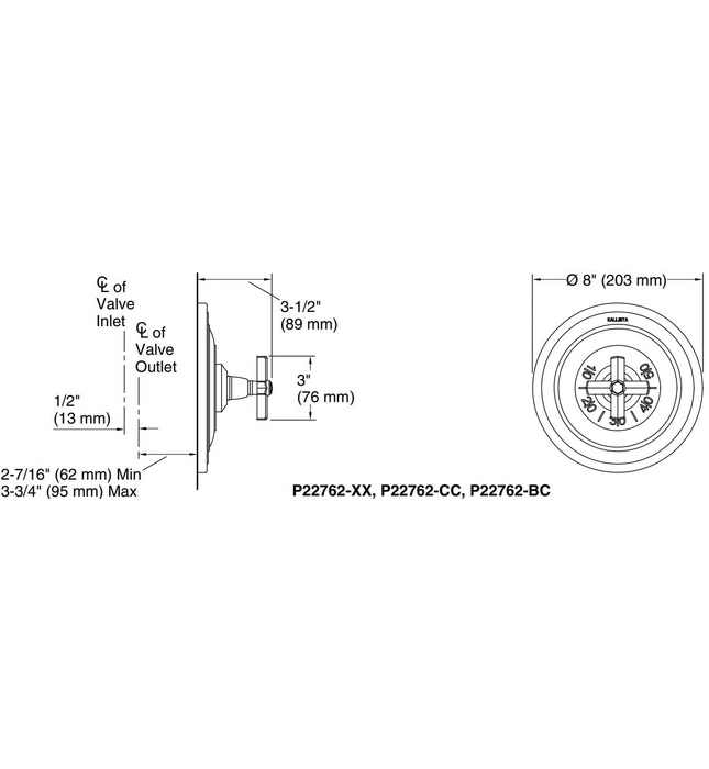 Mặt nạ điều chỉnh nhiệt độ sen tắm Chrome Kallista P22762-XX-CP