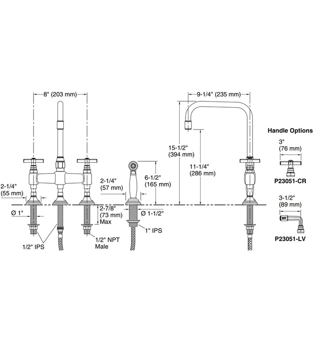 Vòi chậu rửa bát nóng lạnh và vòi xịt bồn Nickel Kallista P23051-LV-AD