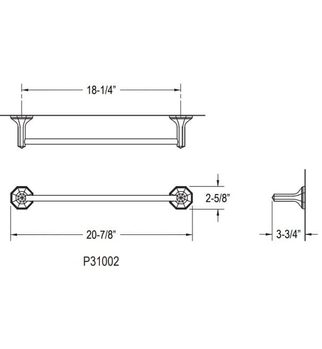 Thanh treo khăn đơn 18" màu Nickel Kallista P31002-00-AD