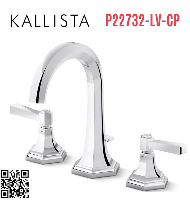 Vòi chậu rửa mặt 3 chân thân cao Chrome Kallista P22732-LV-CP