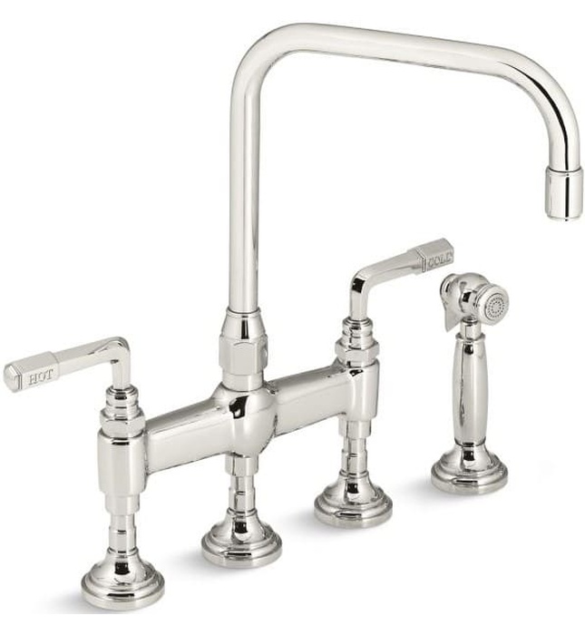 Vòi chậu rửa bát nóng lạnh và vòi xịt bồn Nickel Kallista P23051-LV-AD