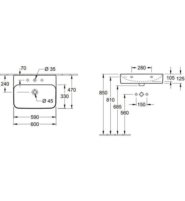 Chậu rửa lavabo Đức Villeroy-boch Finion 41686CRW
