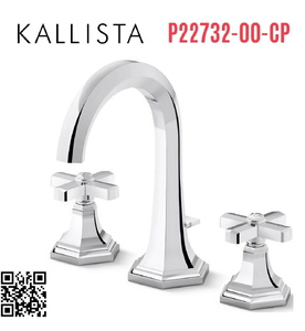 Vòi chậu rửa mặt 3 chân thân cao Chrome Kallista P22732-00-CP