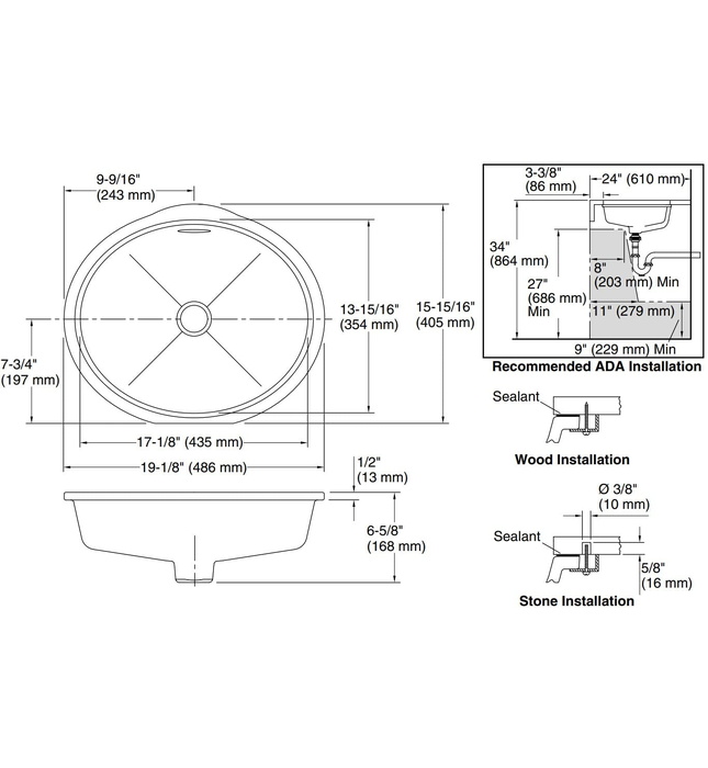 Chậu rửa mặt âm bàn Kallista P74231-WO-0