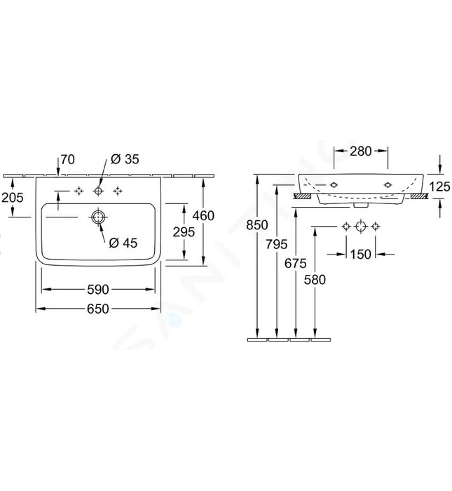 Chậu rửa lavabo Đức Villeroy-boch O.novo 4A41KG01