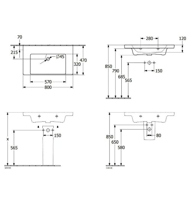 Chậu rửa lavabo Đức Villeroy-boch Subway 3.0 4A708301