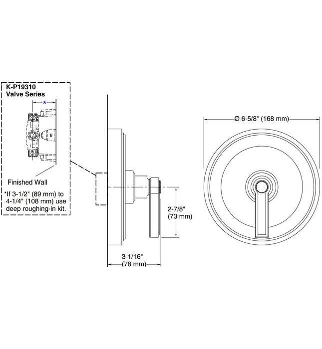 Mặt nạ điều khiển đơn sen tắm âm màu nickel Kallista P80239-LV-SN