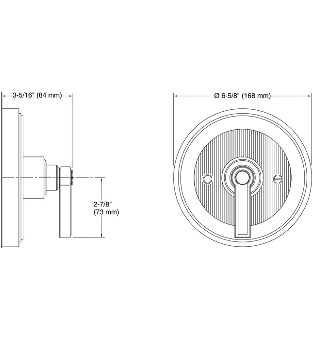 Mặt nạ điều chỉnh nhiệt độ sen tắm nickel Kallista P80240-LV-SN