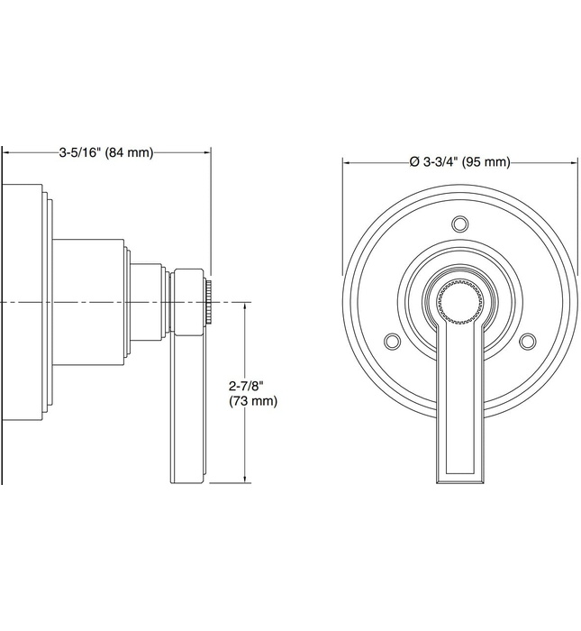 Mặt nạ chuyển đổi hướng dòng nước sen tắm chrome Kallista P80242-LV-CP