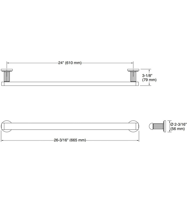 Thanh treo khăn đơn 24" màu nickel Kallista P80244-00-SN