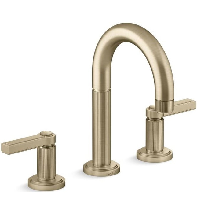 Vòi chậu rửa mặt 3 chân cổ vòm vàng Kallista P80234-LV-BAF