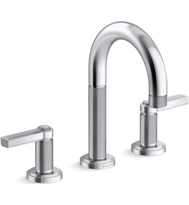 Vòi chậu rửa mặt 3 chân cổ vòm vàng Kallista P80234-LV-BAF